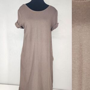 Pure Jill J. Jill Small | Brown Maxi T Shirt Dress Neutral Casual Pima Cotton